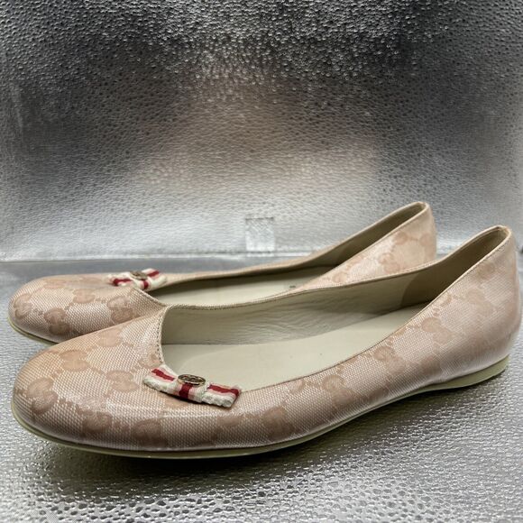 Gucci Women's GG Monogram Canvas Buckle Ballet Flats EU 38 - Picture 1 of 16